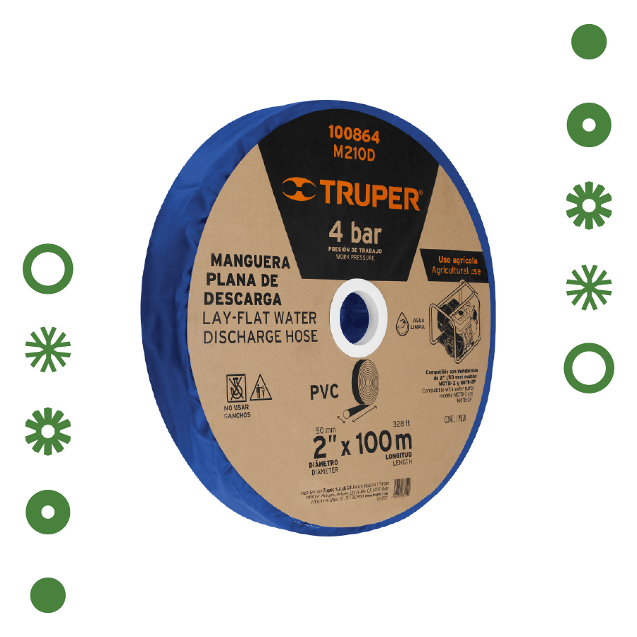 MANGUERA PLANA PARA DESCARGA PVC  2" X 100M -