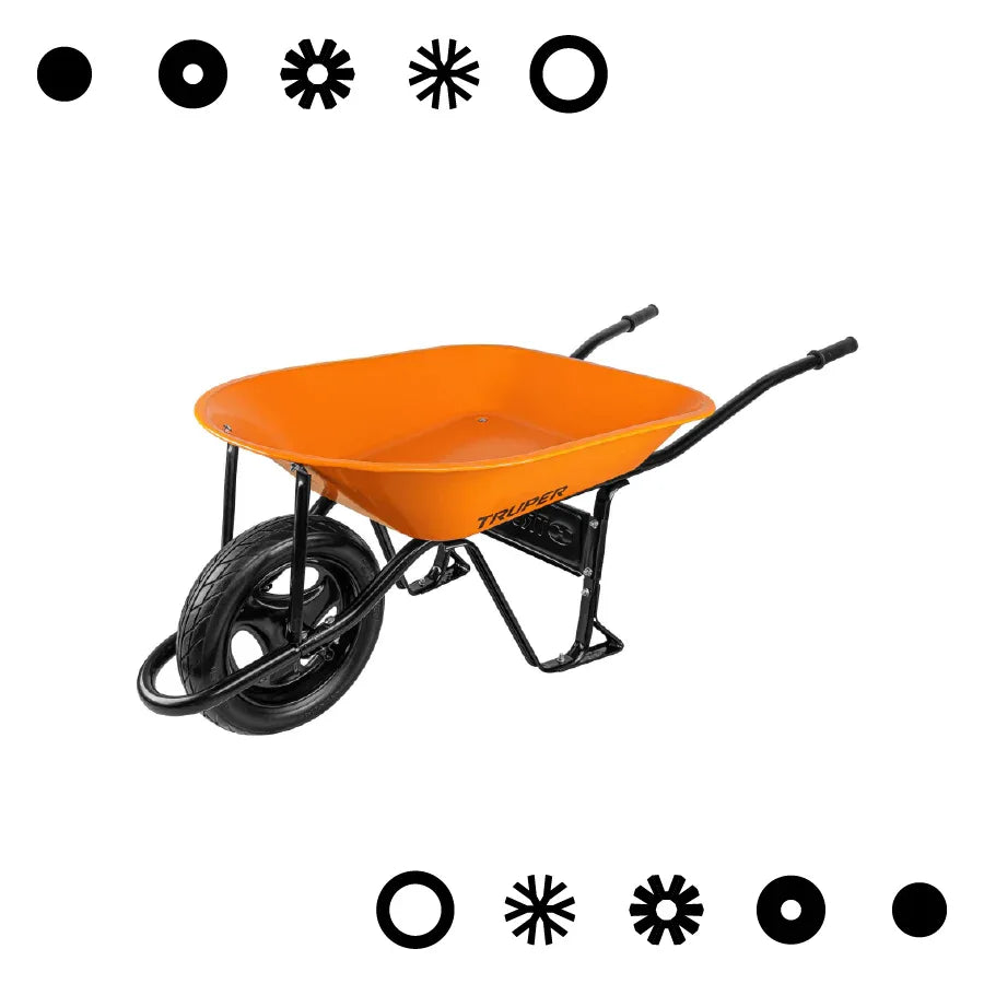 CARRETILLA 4.5 FT3, LLANTA IMPONCHABLE, BASTIDOR TUBULAR - Vivero Yañez 