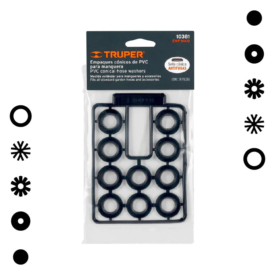 BOLSA CON 10 EMPAQUES PVC ANTIFUGA MANGUERA - Vivero Yañez 