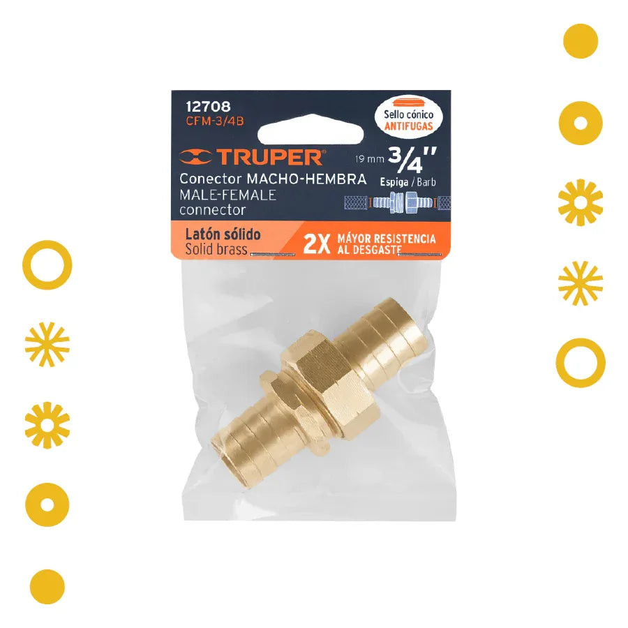 CONECTORES MACHO Y HEMBRA 3/4" DE LATÓN - - Vivero Yañez 