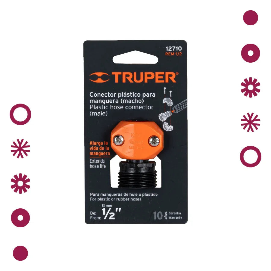CONECTOR PLASTICO MACHO 1/2" - - Vivero Yañez 