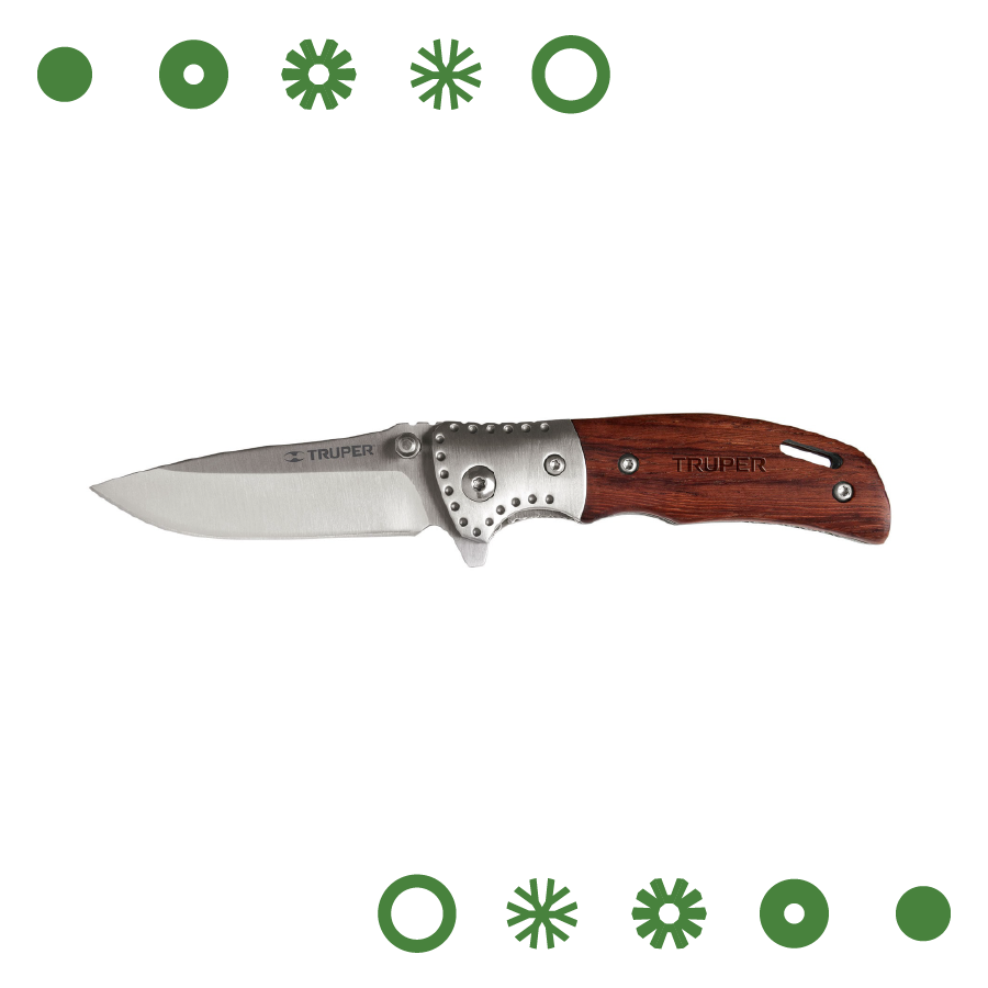 NAVAJA ABATIBLE CON MANGO DE MADERA 3 1/2"