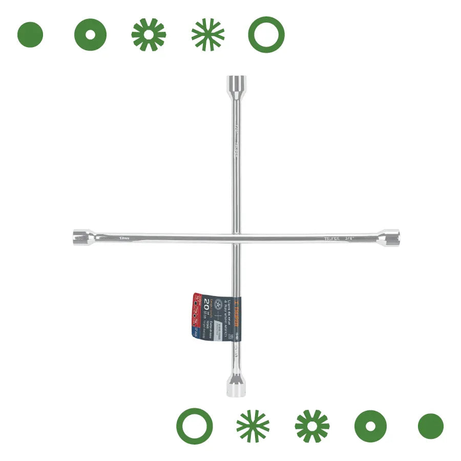 LLAVE DE CRUZ 20" PULIDA Y CROMADA - Vivero Yañez 