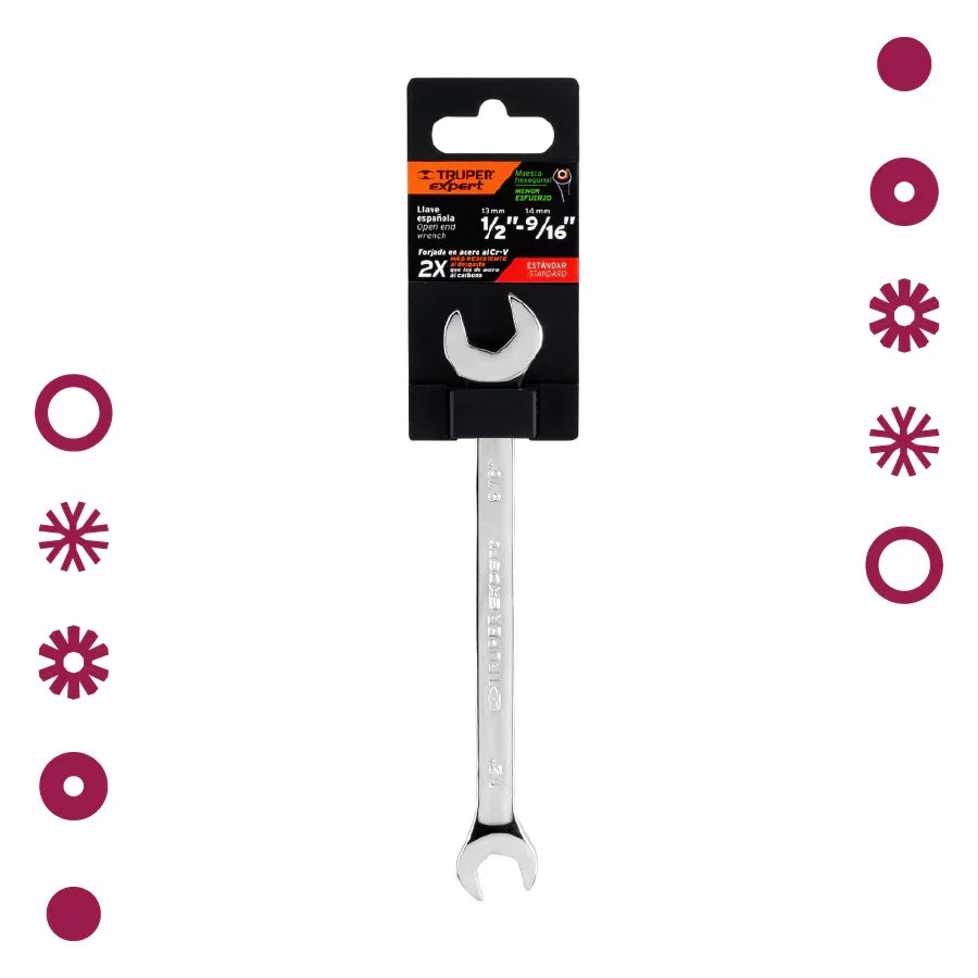 LLAVE ESPAÑOLA, 1/2 X 9/16" X 181 MM DE LARGO, TRUPER EXPERT - Vivero Yañez 