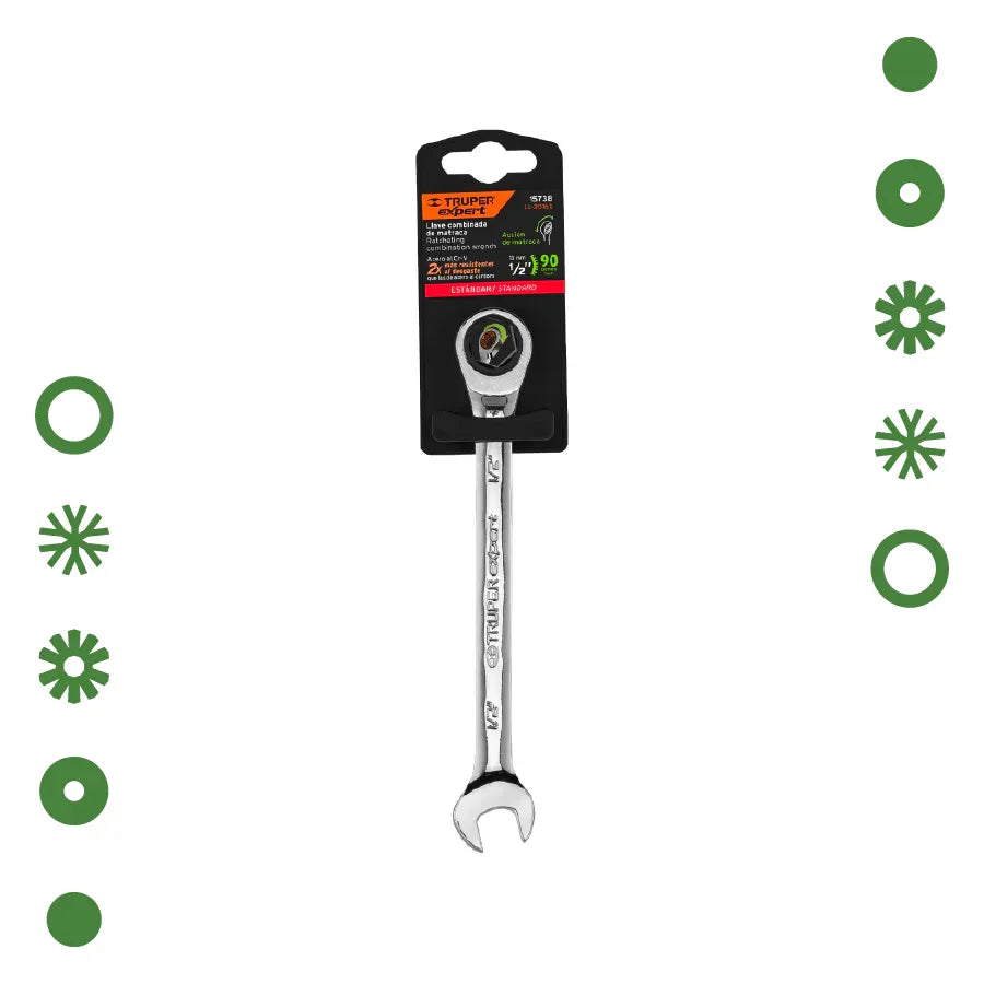 LLAVE COMBINADA CON MATRACA, 1/2" x 173 MM LARGO, EXPERT - Vivero Yañez 
