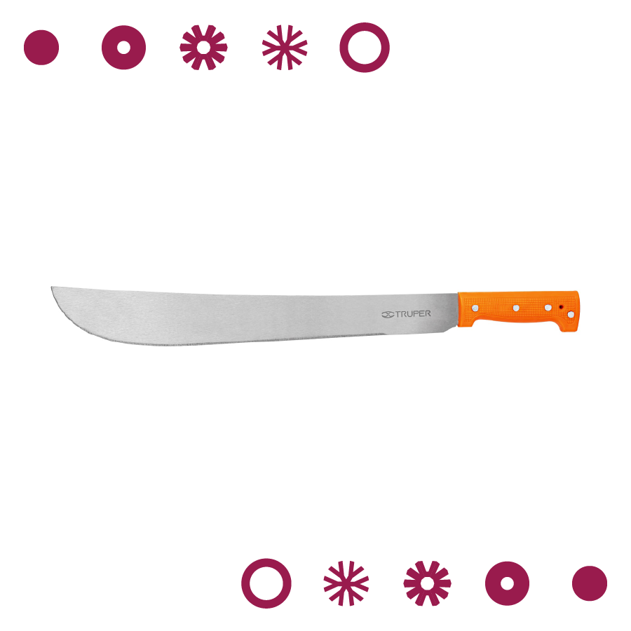 MACHETE ESTANDAR 18" CACHA NARANJA REMACHADA, TRUPER