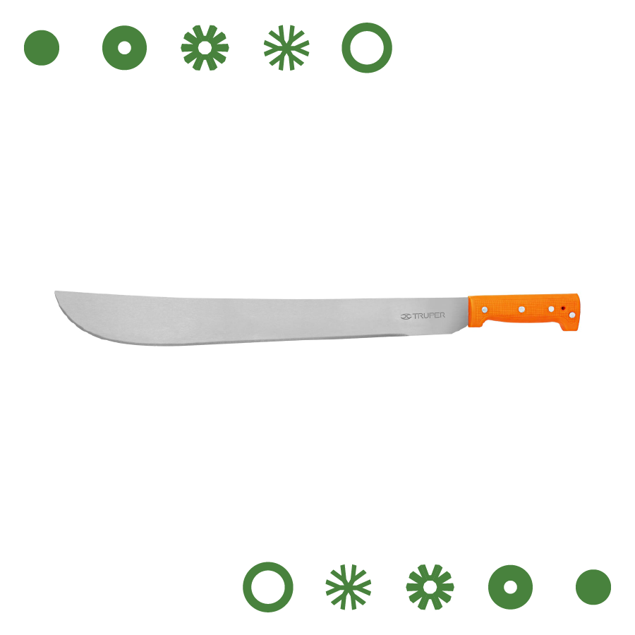 MACHETE ESTANDAR 20" CACHA NARANJA REMACHADA, TRUPER