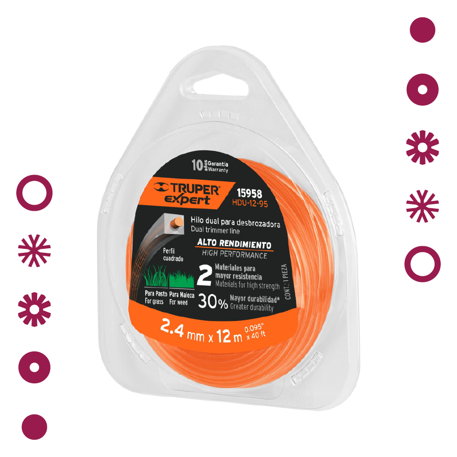 ROLLO DE HILO PARA DESBROZADORA 2.4MM X 12M