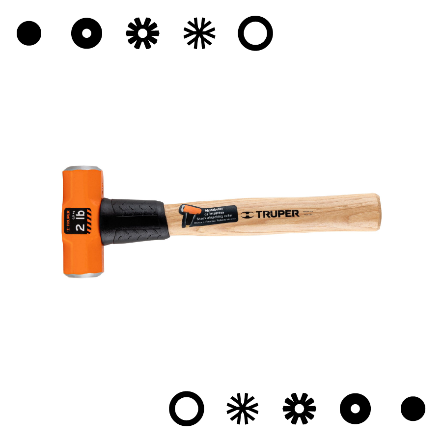 MARRO OCTAGONAL 2 LB, MANGO DE MADERA 12", TRUPER