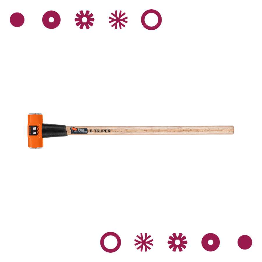 MARRO OCTAGONAL 8 LB, MANGO DE MADERA 36", TRUPER