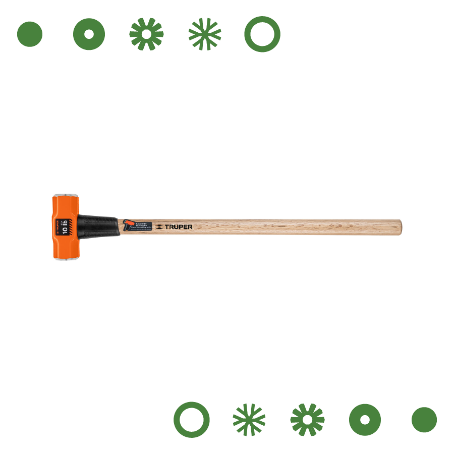 MARRO OCTAGONAL 10 LB, MANGO DE MADERA 36", TRUPER