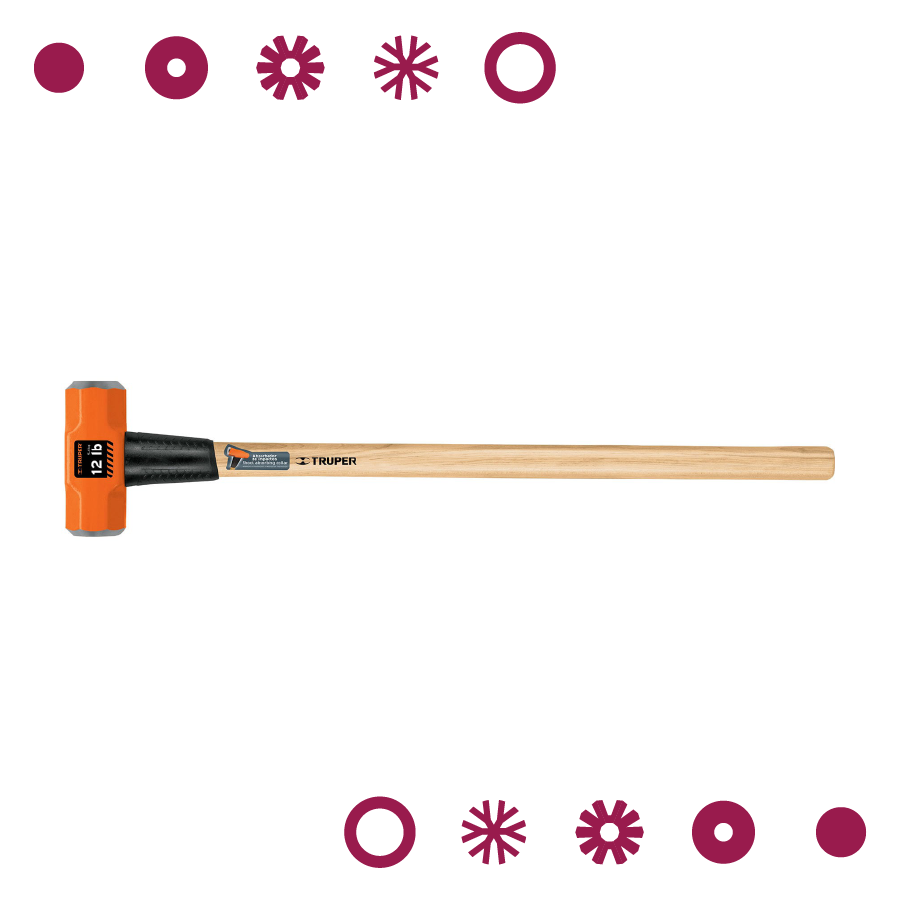 MARRO OCTAGONAL 12 LB, MANGO DE MADERA 36", TRUPER