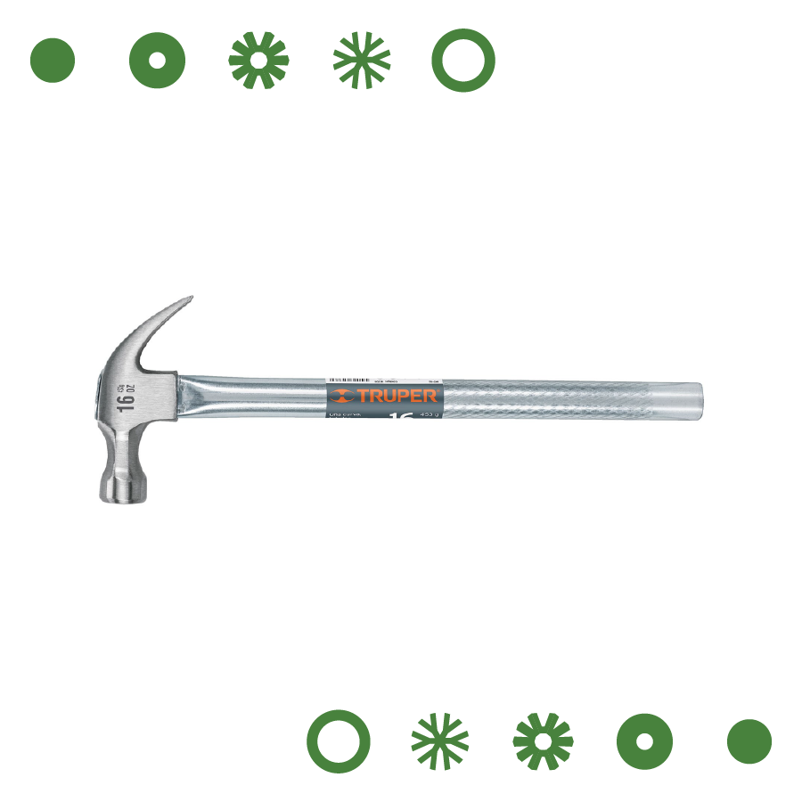 MARTILLO TUBULAR PULIDO 16 OZ, UÑA CURVA, TRUPER