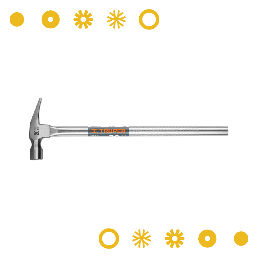 MARTILLO TUBULAR PULIDO 20 OZ, UÑA RECTA, TRUPER