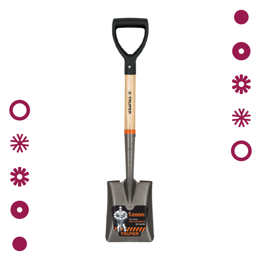 PALA CAJUELERA CUADRADA MINI, PUÑO "D" MANGO DE MADERA, TRUPER