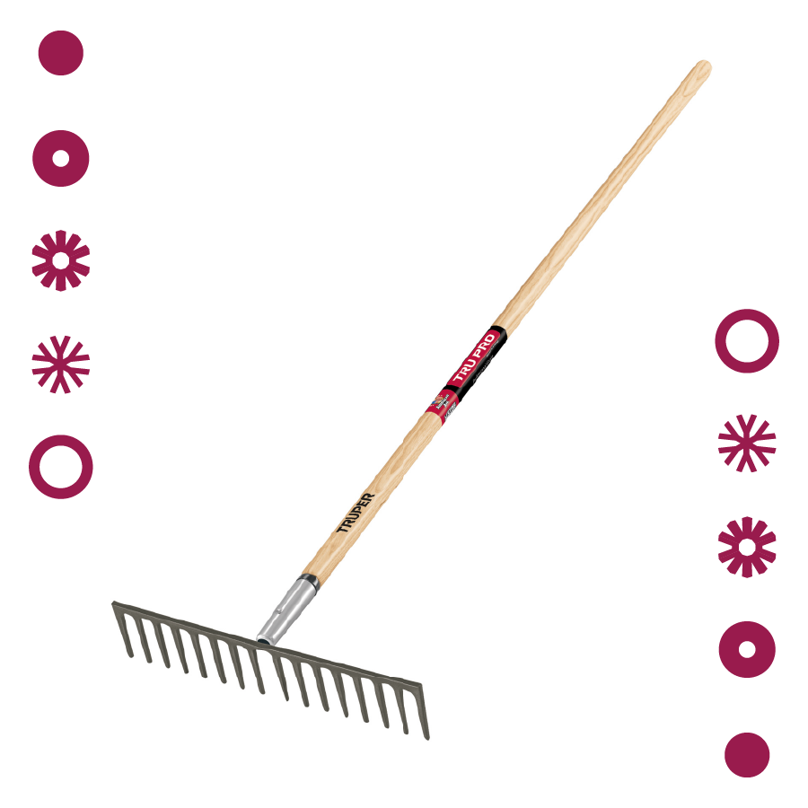 RASTRILLO RECTO REFORZADO DE 16 DIENTES, MANGO DE 60", TRUPER