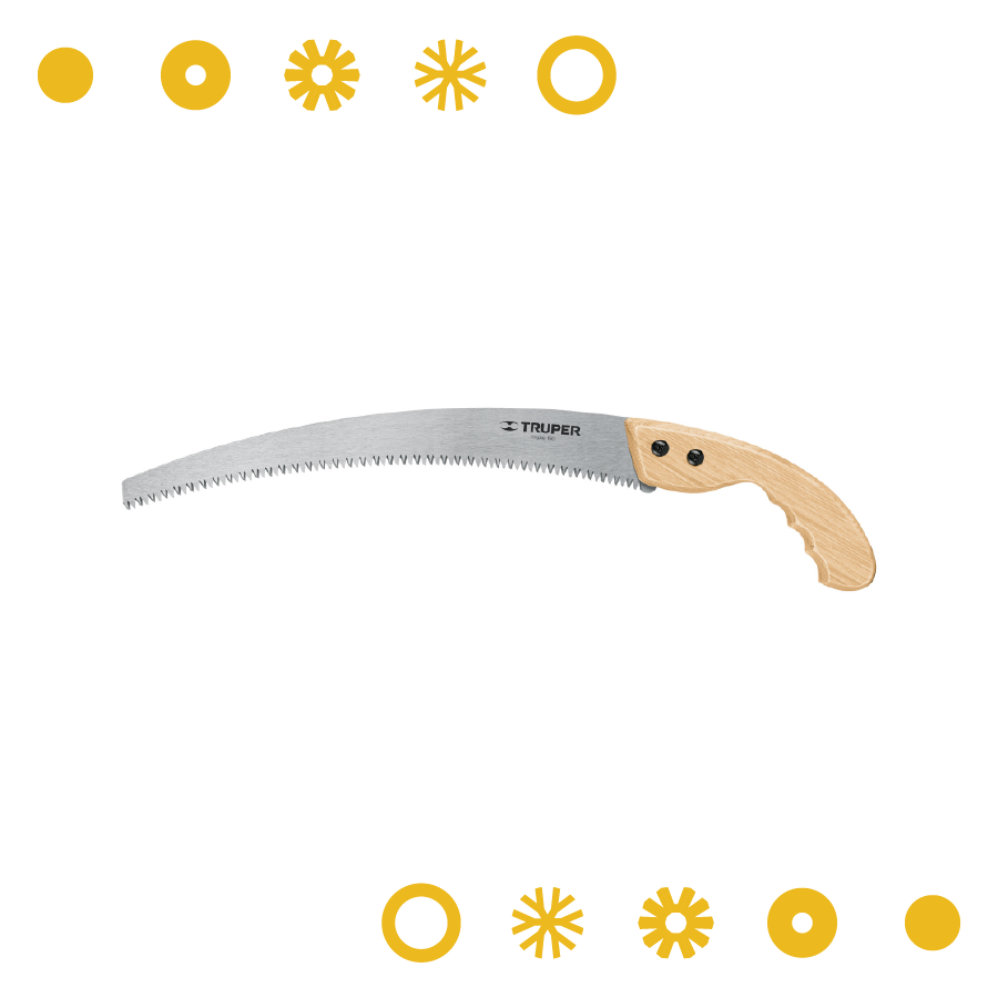 SERRUCHO DE PODA 14", HOJA CURVA, 6 DPP MANGO DE MADERA, TRUPER