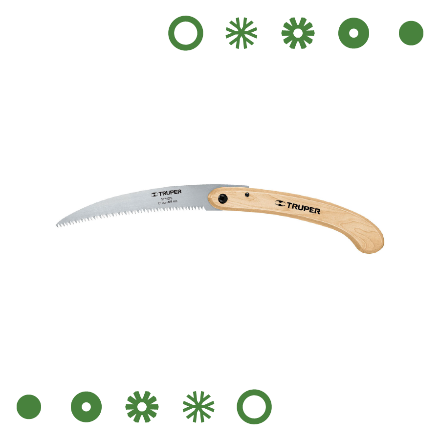 SERRUCHO PLEGABLE 10" HOJA CURVA 6 DPP, MANGO MADERA, TRUPER