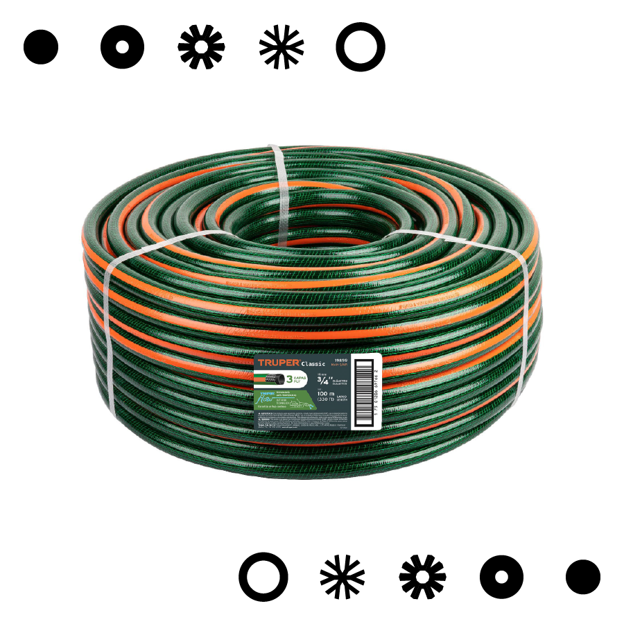 METRO DE MANGUERA 3/4" REFORZADA 3 CAPAS (ROLLO 100M), TRUPER