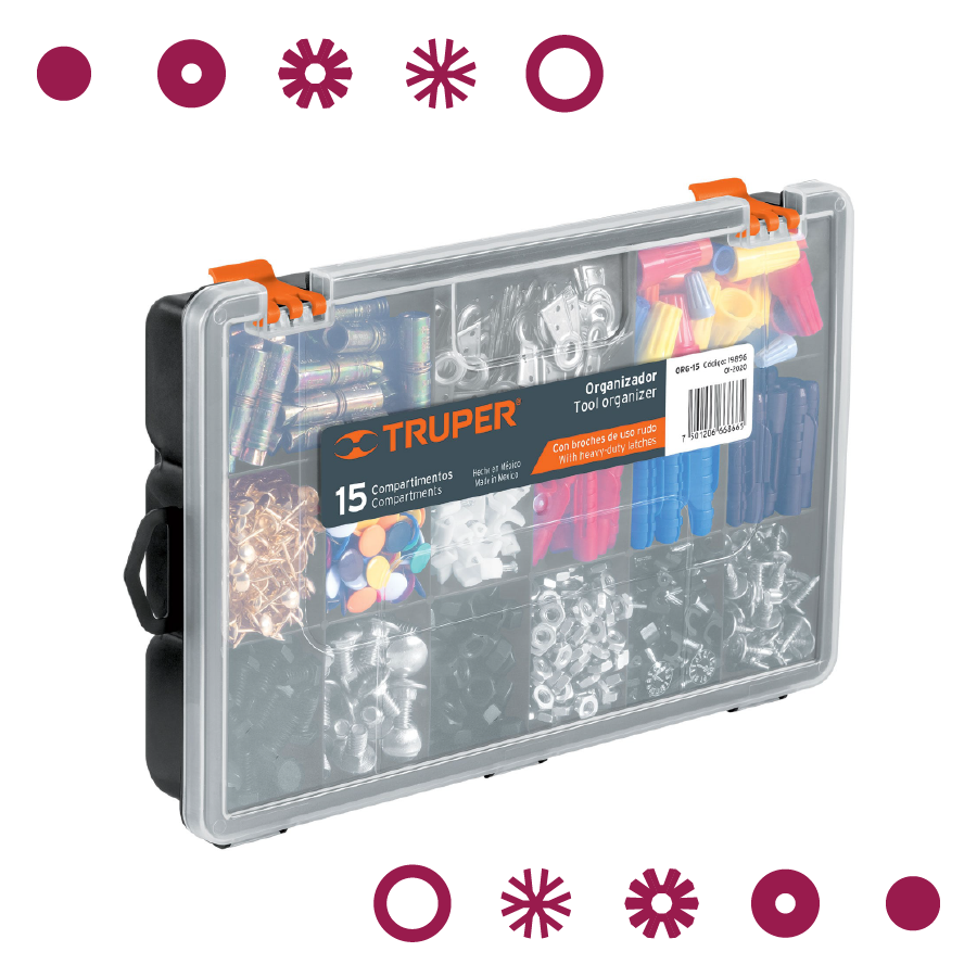 ORGANIZADOR 11" CON 15 COMPARTIMENTOS, TRUPER -