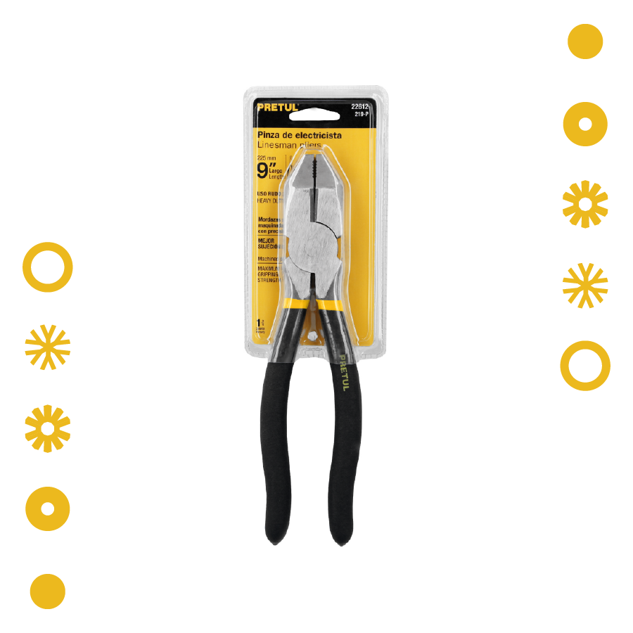 PINZA PARA ELECTRICISTA 9", USO RUDO, MANGO DE PVC , PETRUL