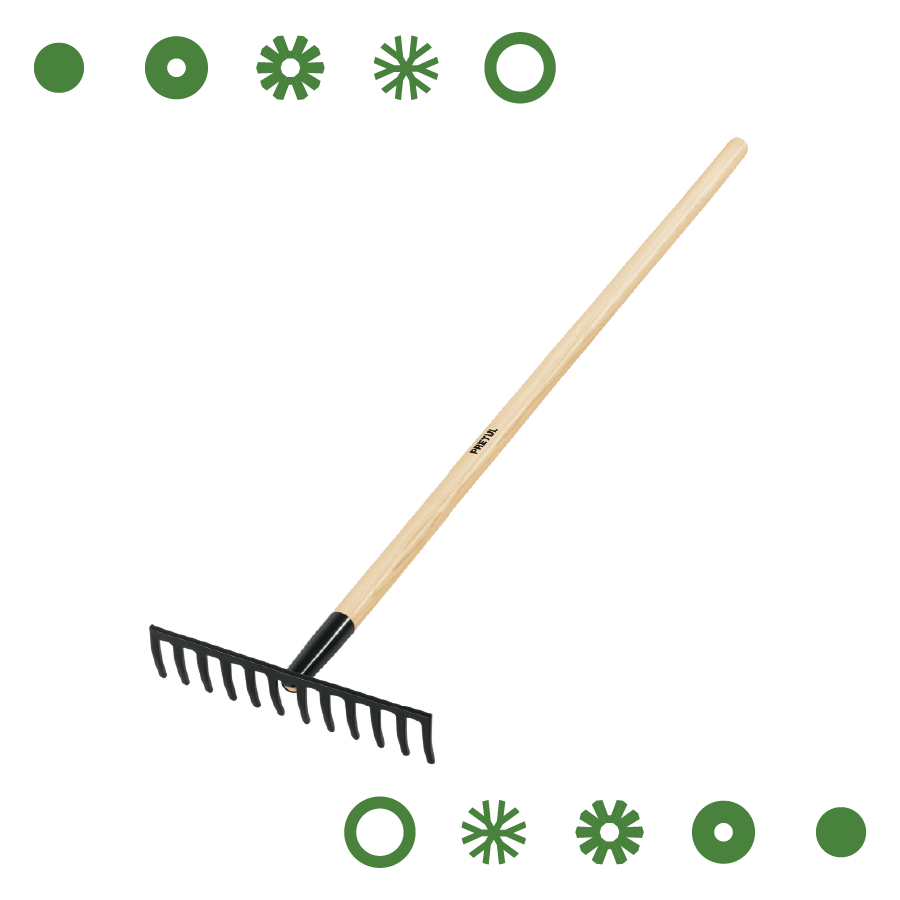 RASTRILLO RECTO DE 12 DIENTES, MANGO DE 48", PRETUL