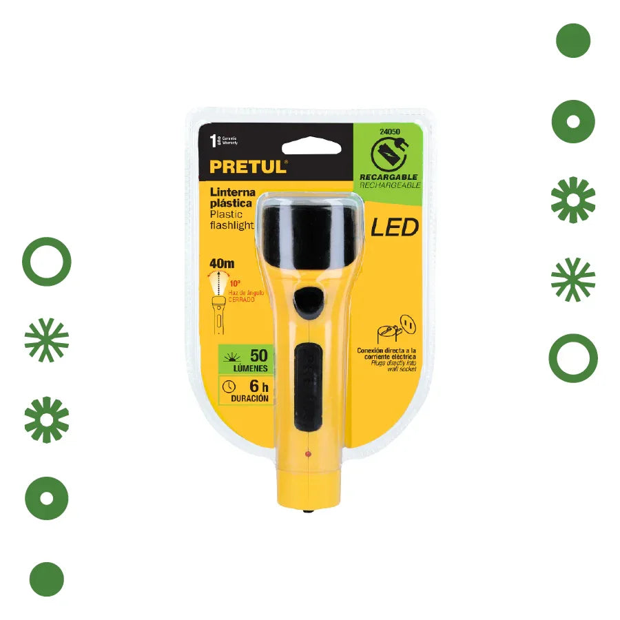 LINTERNA RECARGABLE DE LED, 50 LUMENES, PRETUL - - Vivero Yañez 