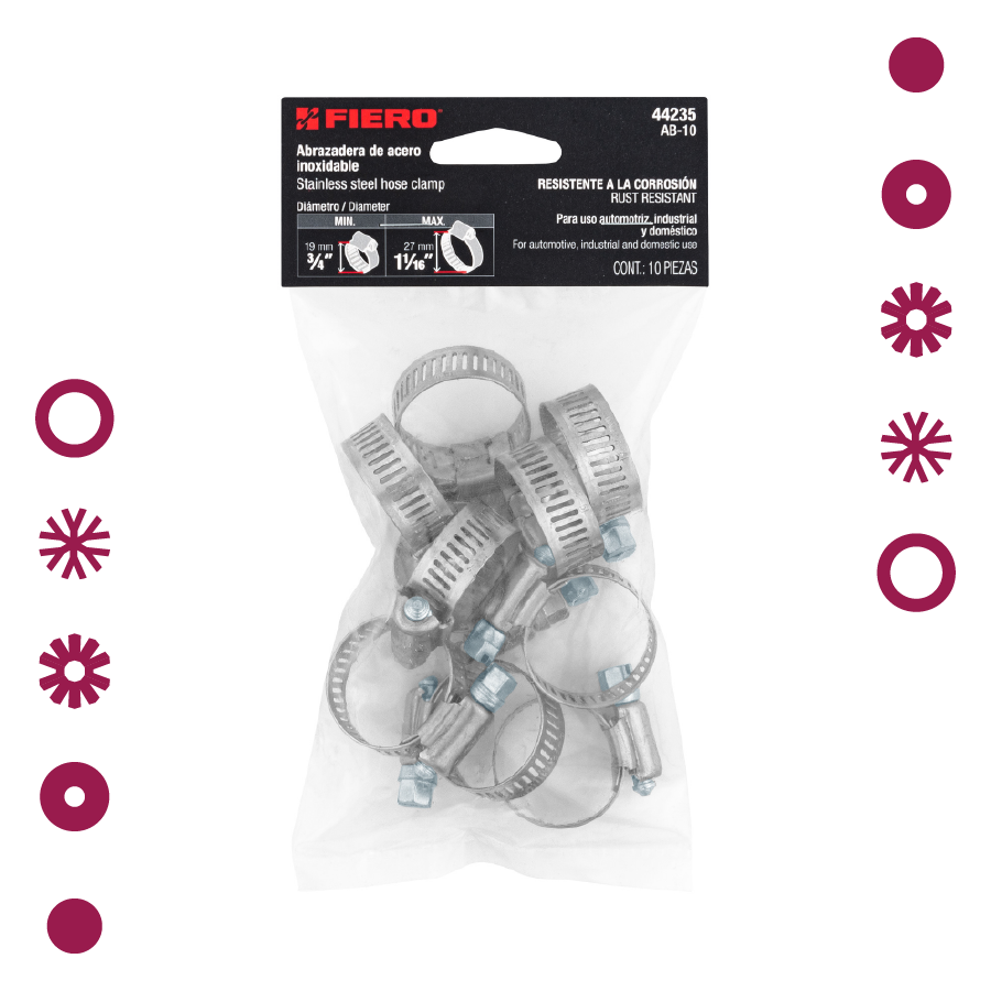 ABRAZADERA SIN FIN  REFORZADAS # 10, 3/4 - 1-1/16" (LA BOLSA TRAE 10 PZA) -