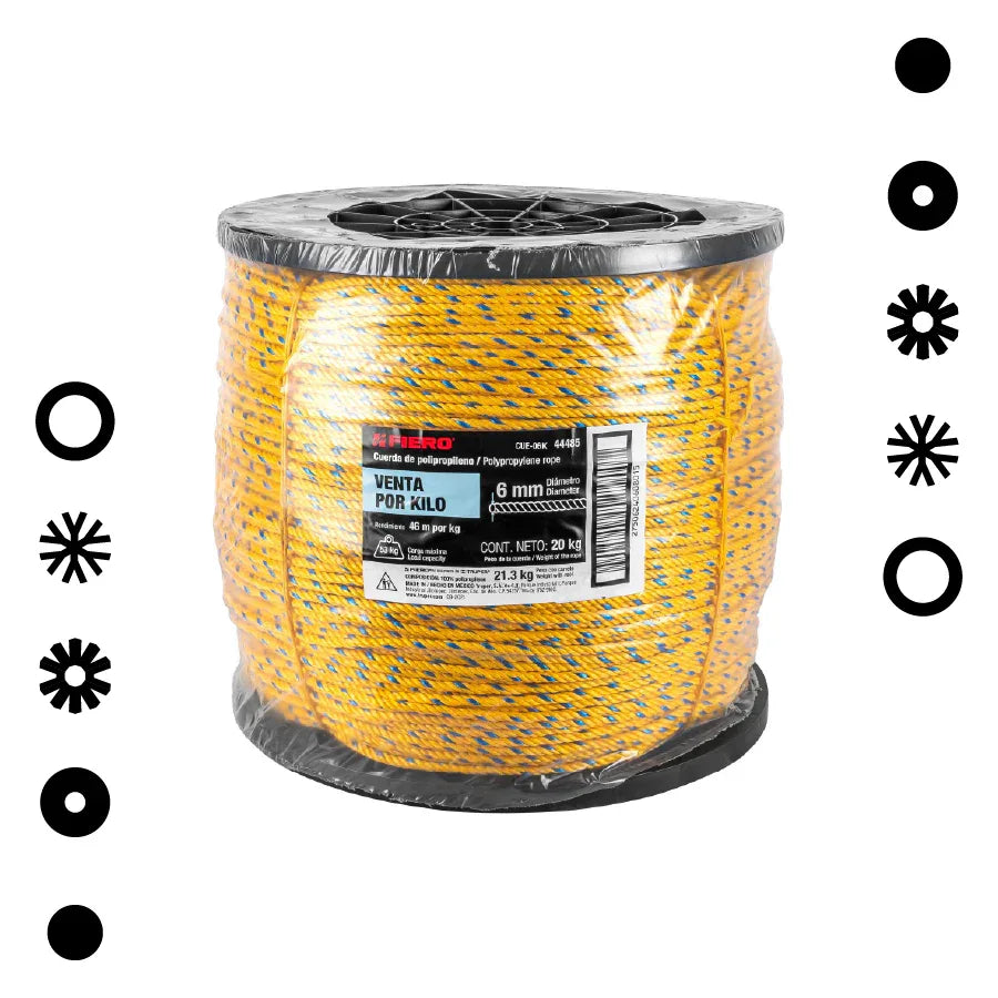 CUERDA DE POLIPROPILENO AMARILLA 6MM - Vivero Yañez 