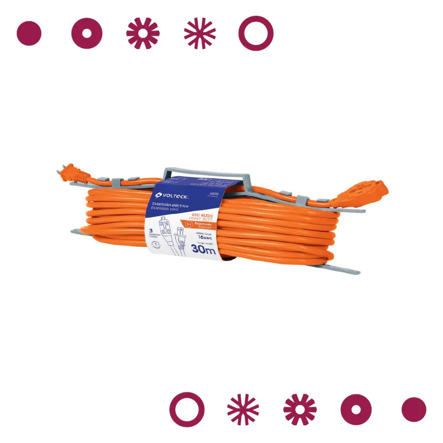 EXTENSIÓN ELÉCTRICA USO RUDO, 30 M - ROJA - Vivero Yañez 
