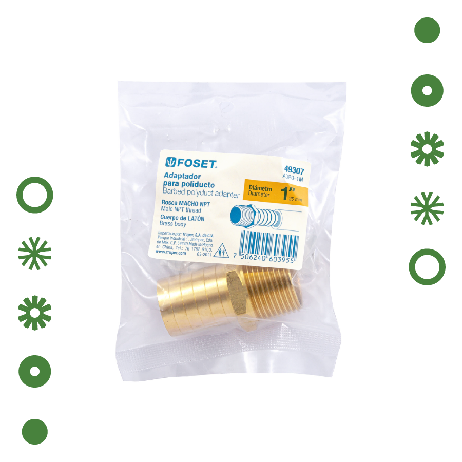 ADAPTADOR MACHO LATON PARA POLIDUCTO 1" -