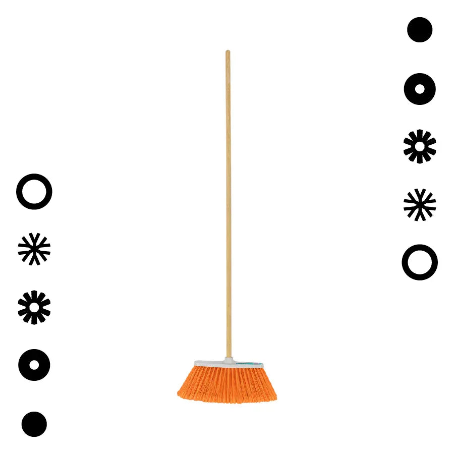 ESCOBA MEDIANA 26 CM TIPO CEPILLO BASTON DE MADERA - - Vivero Yañez 