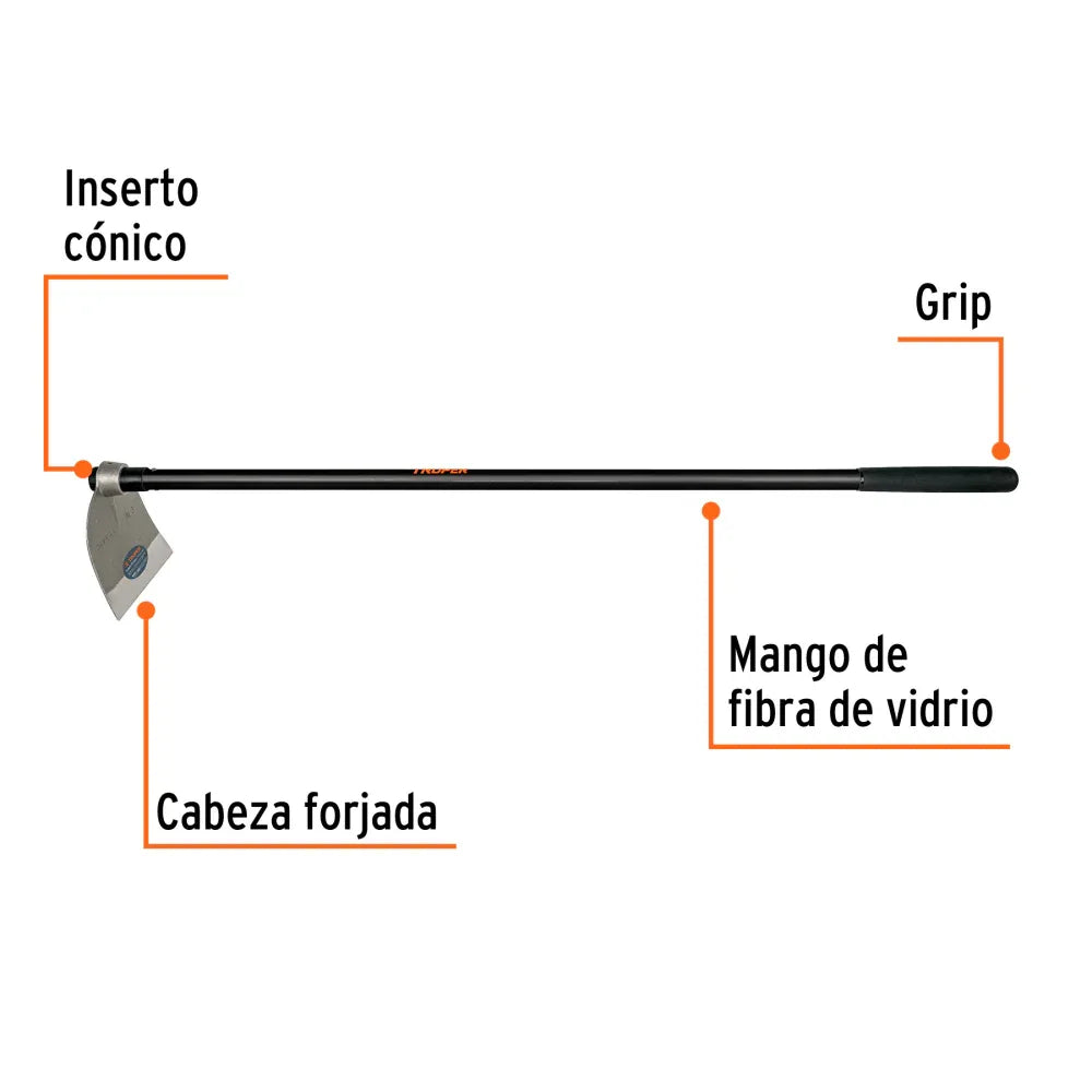 AZADON LANE NO.3 DE 2.1LB, MANGO FIBRA DE VIDRIO 54", TRUPER - Vivero Yañez 