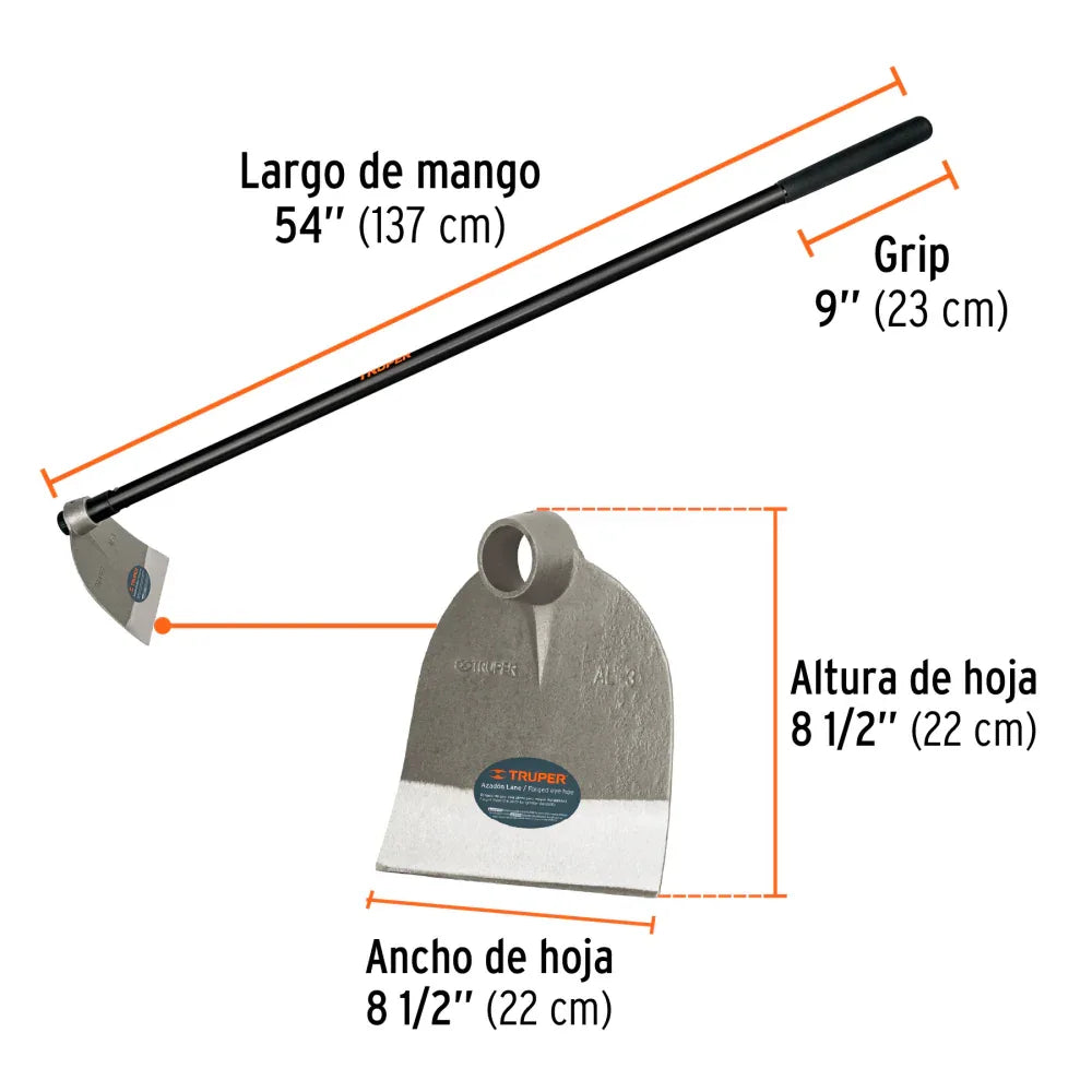 AZADON LANE NO.3 DE 2.1LB, MANGO FIBRA DE VIDRIO 54", TRUPER - Vivero Yañez 