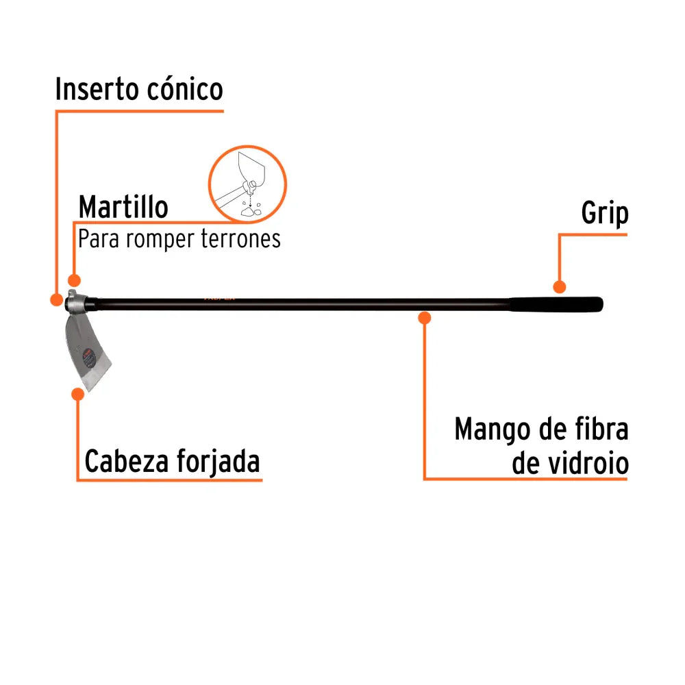AZADON OREJA Y MARTILLO NO. 1 DE 2.6 LB, MANGO DE FIBRA 54", TRUPER - Vivero Yañez 