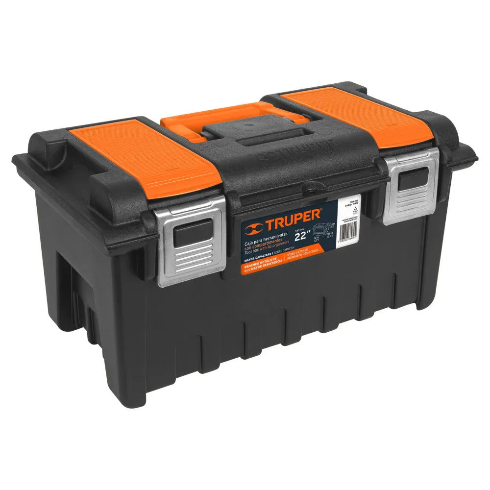 CAJA PARA HERRAMIENTA, CON COMPARTIMENTOS, BROCHES METÁLICOS - - Vivero Yañez 