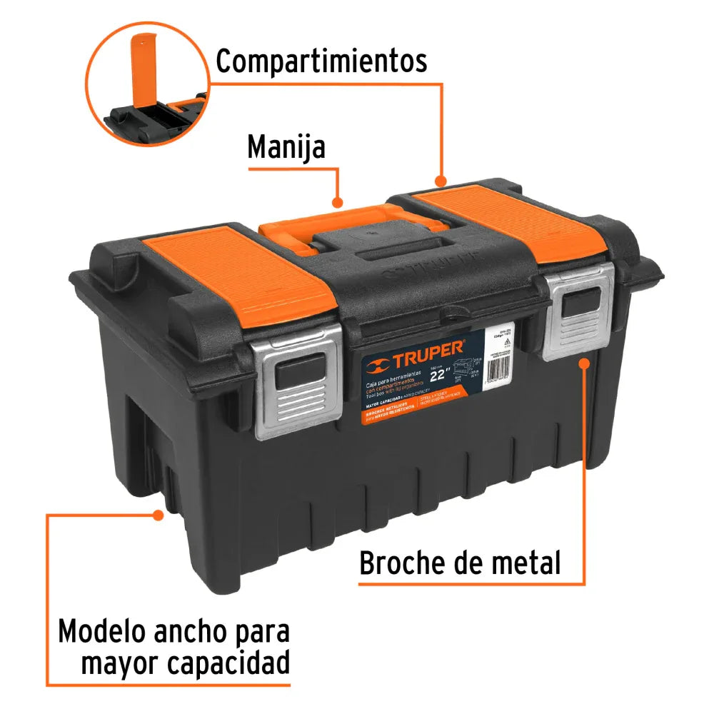 CAJA PARA HERRAMIENTA, CON COMPARTIMENTOS, BROCHES METÁLICOS - - Vivero Yañez 
