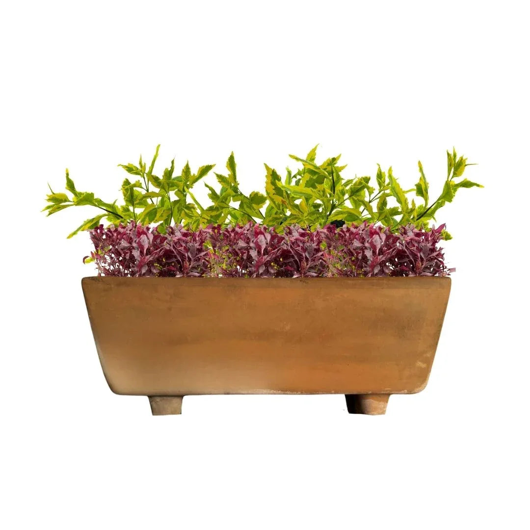 MACETA BARRO NATURAL JARDINERA MEDIANA CON PATAS - Vivero Yañez 