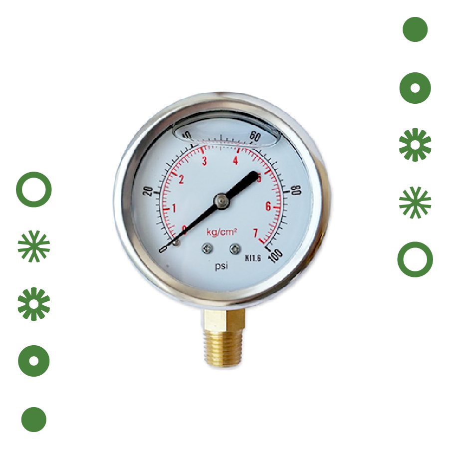 MANOMETRO DE GLICERINA 0-100 PSI - 1/4 IN