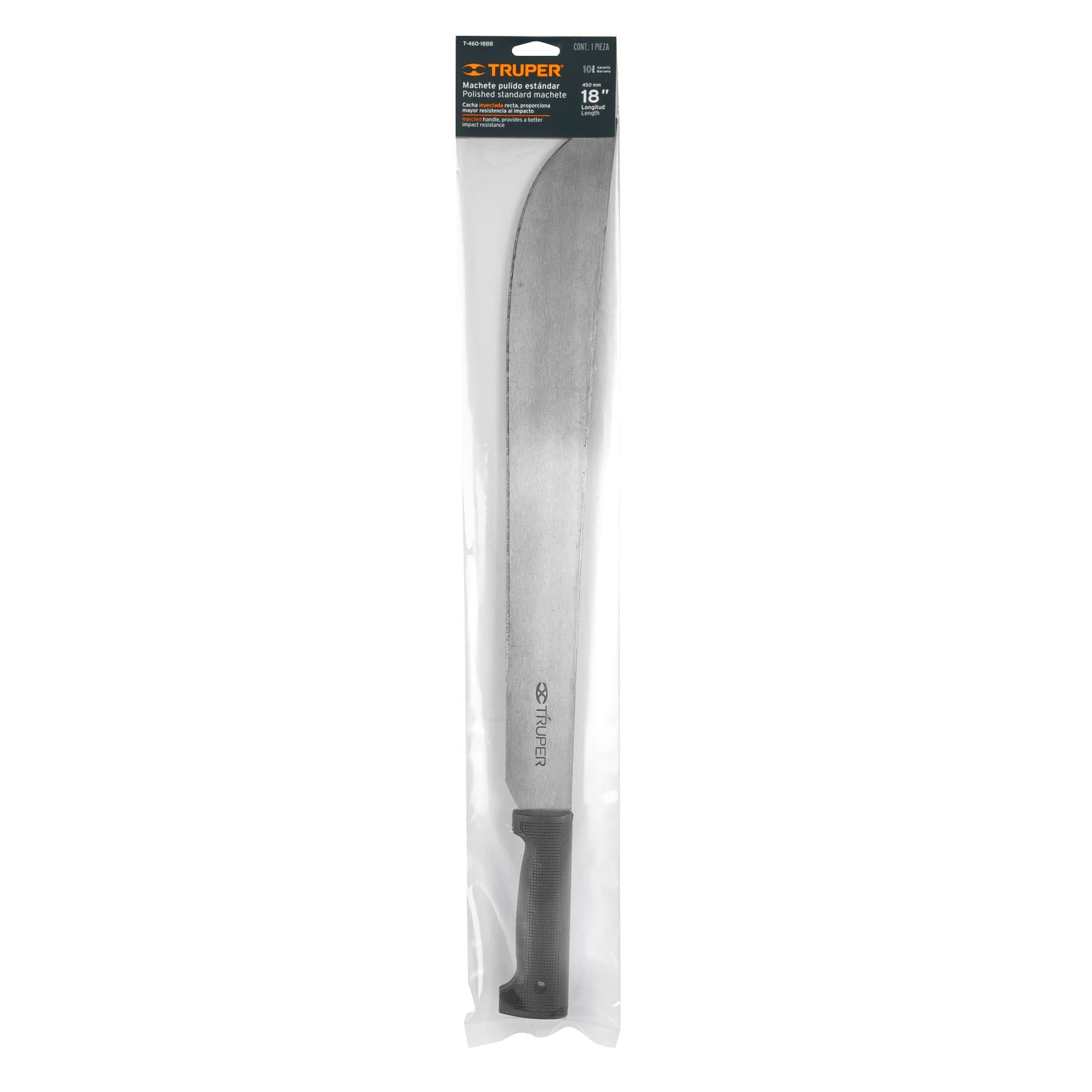 MACHETE ESTANDAR 18" CACHA NEGRA INYECTADA, EN BOLSA, TRUPER