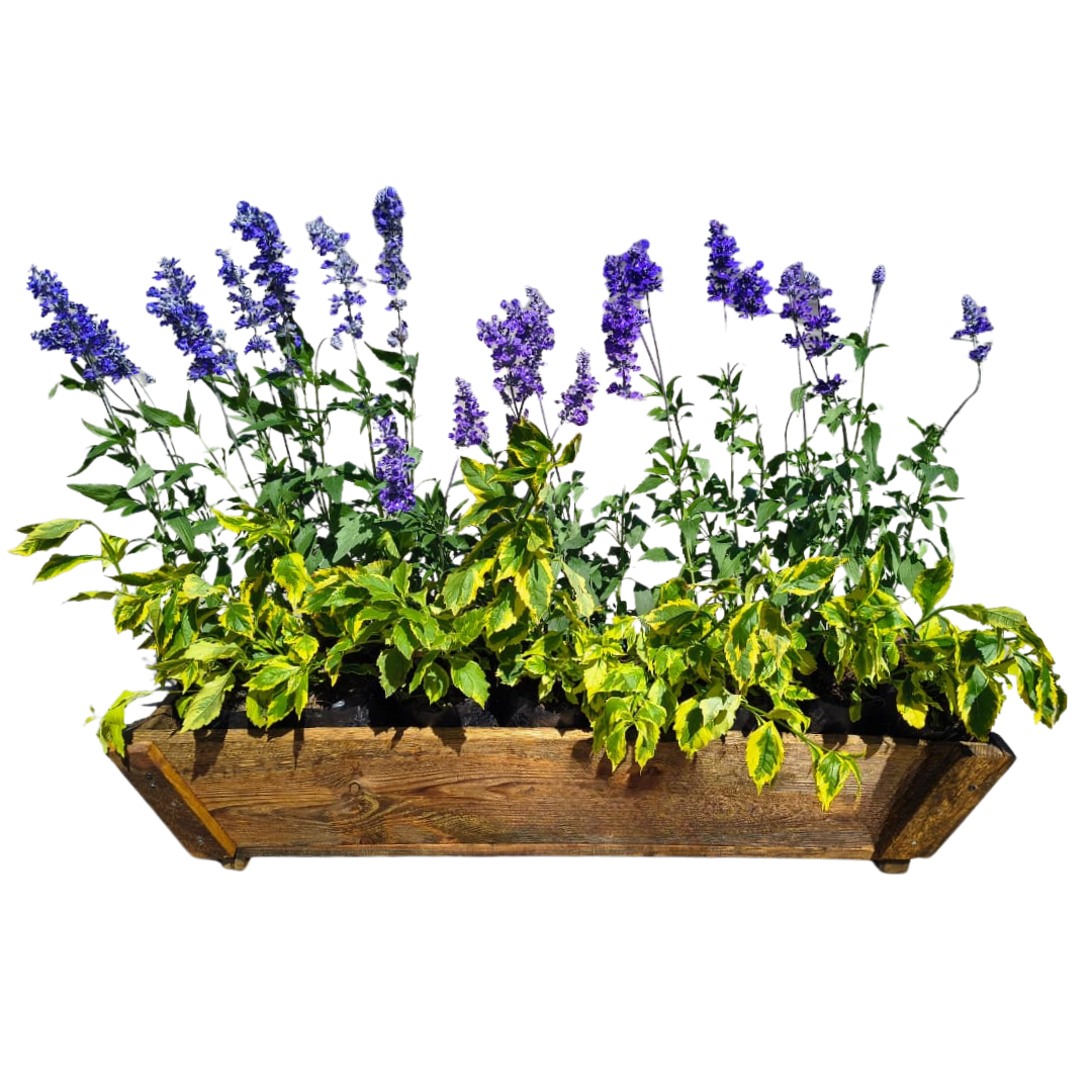 MACETA MADERA TIPO JARDINERA CONO RECTANGULAR GRANDE