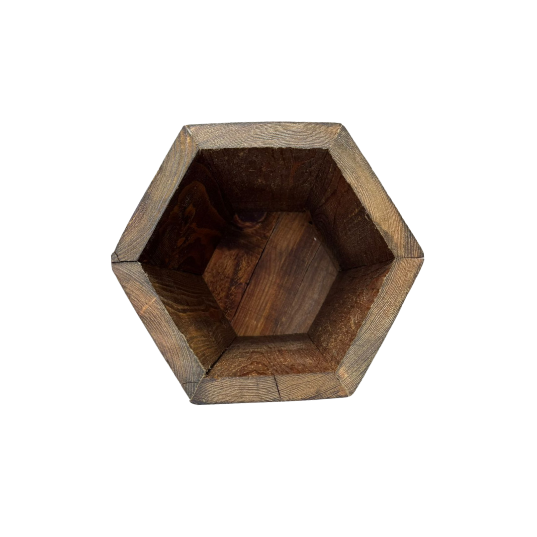 MACETA MADERA HEXAGONALCON PATAS